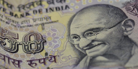 Bitllet de l'Índia amb el rostre de Gandhi.