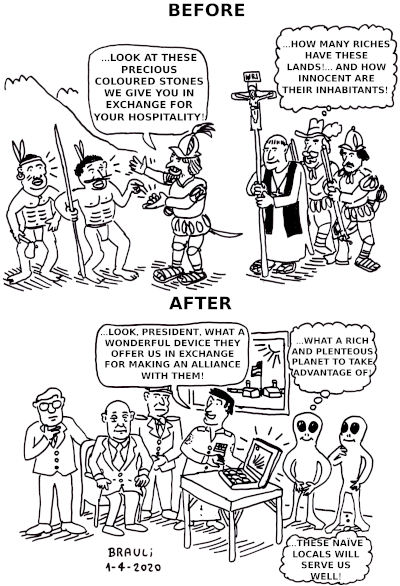 Settlers: Before and after. Drawing: Brauli.