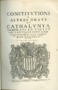 Constitucions Catalanes, primer volum de 1702, per Old - Old, Domini públic, https://commons.wikimedia.org/w/index.php?curid=174014