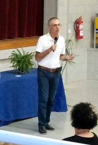 O doutor José Luís Cabouli na súa conferencia en Soleràs (Les Garrigues), o sábado 29 de agosto de 2020.