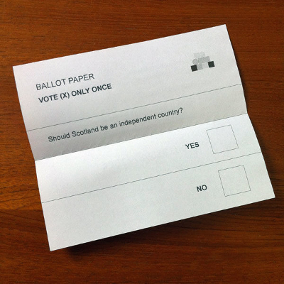 Papeleta referéndum independencia Escocia anverso. Papeleta referéndum independencia Escocia anverso.
