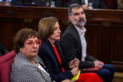Jordi Cuixart, acompanyat en el judici. Jordi Cuixart, acompanyat en el judici.