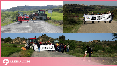 Imágenes del corte de carretera entre Granyena de les Garrigues y El Cogul.