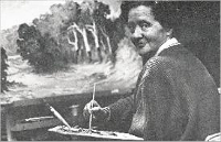 Mercè Junoy, pintando.