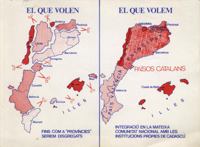 Países Catalanes. Lo que quieren. Lo que queremos. Adhesivo.