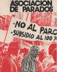 Pegatina de la Asociación de parados. Finales de 1977. Fuente: Publico.