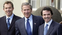 Tony Blair, George Bush júnior y José Maria Aznar.